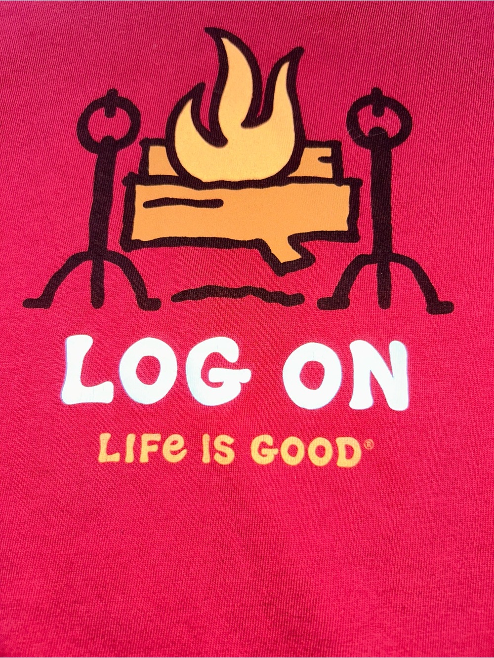 Life Is Good “Log On” Crusher camping long sleeve dark red V-neck shirt. Size XS - Picture 2 of 5